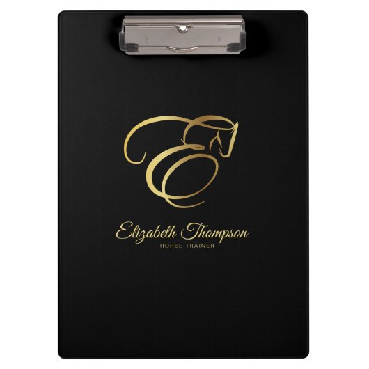 Monogram Letter E Horse Klemmbrett (Vorderseite)