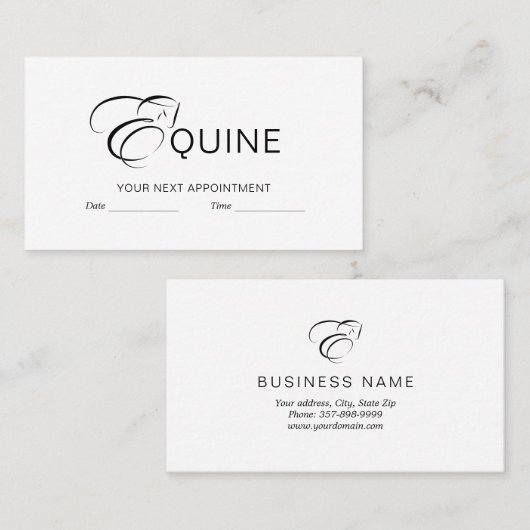 Monogram Letter E Horse Terminkarte (Vorne/Hinten)