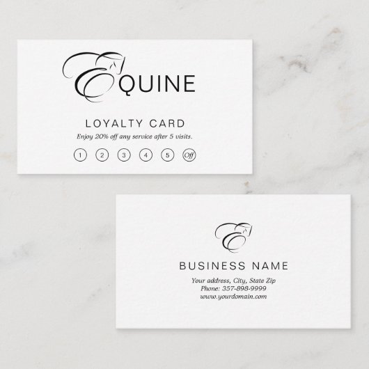 Monogram Letter E Horse Treuekarte (Vorne/Hinten)