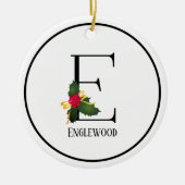 Monogram Letter E Personalisiert Weihnachten Keramik Ornament (Vorne)
