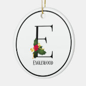 Monogram Letter E Personalisiert Weihnachten Keramik Ornament (Links)