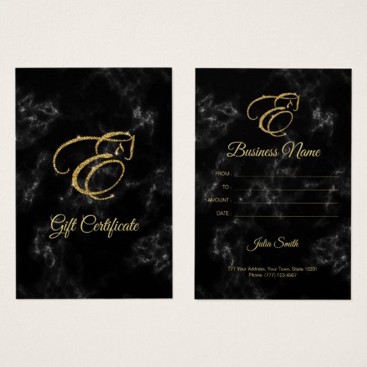 Monogram Letter E Pferd in Gold Glitzer (Vorne & Hinten)