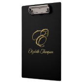 Monogram Letter E Pferd in Gold Glitzer Klemmbrett (Links)