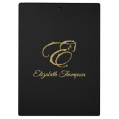 Monogram Letter E Pferd in Gold Glitzer Klemmbrett (Rückseite)