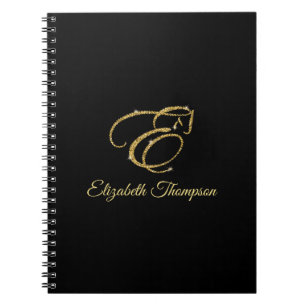 Monogram Letter E Pferd in Gold Glitzer Notizblock