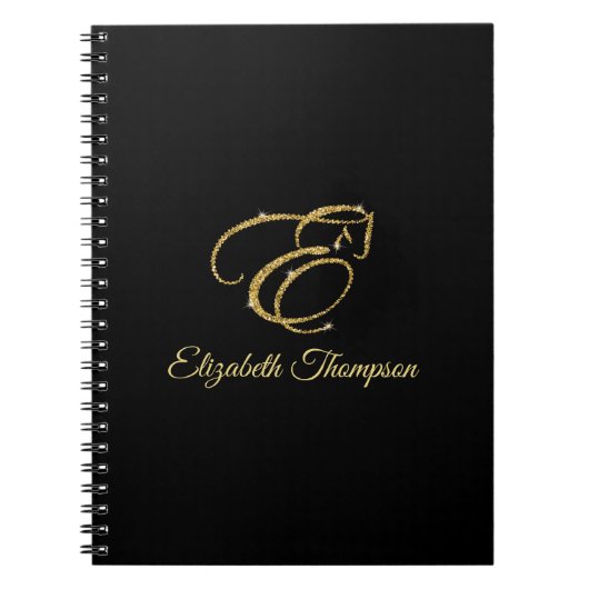 Monogram Letter E Pferd in Gold Glitzer Notizblock (Vorderseite)