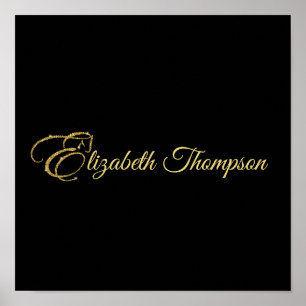 Monogram Letter E Pferd in Gold Glitzer Poster