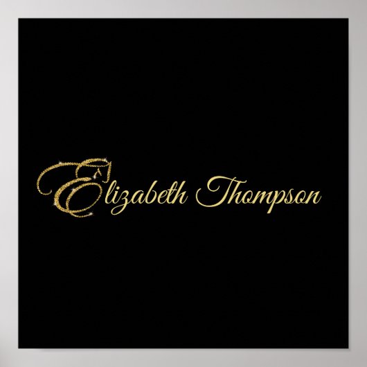 Monogram Letter E Pferd in Gold Glitzer Poster (Vorne)