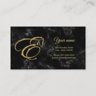 Monogram Letter E Pferd in Gold Glitzer Visitenkarte