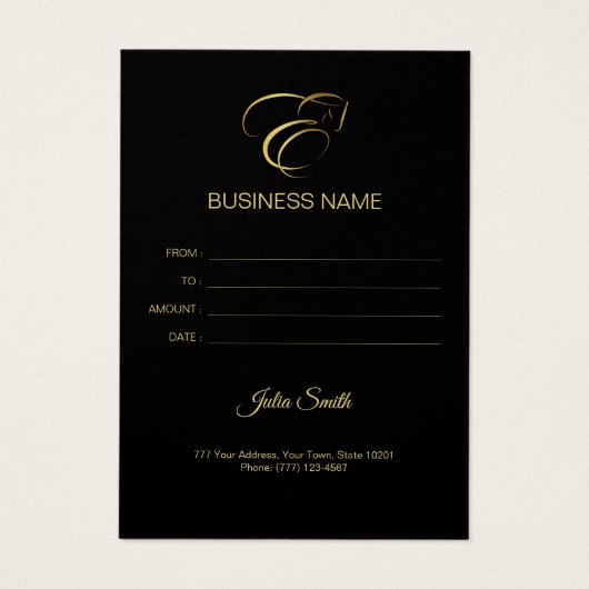 Monogram Letter E Pferd in Goldfarbe (Rückseite)