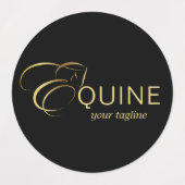Monogram Letter E Pferd in Goldfarbe Etiketten (Design 2)