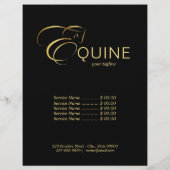 Monogram Letter E Pferd in Goldfarbe Flyer (Hinten)