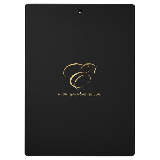 Monogram Letter E Pferd in Goldfarbe Klemmbrett (Rückseite)