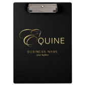 Monogram Letter E Pferd in Goldfarbe Klemmbrett (Vorderseite)