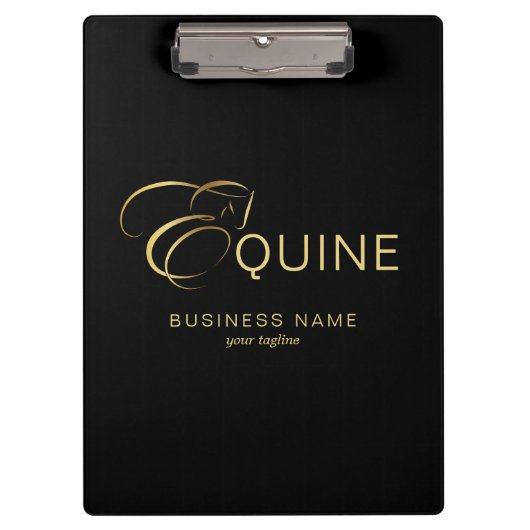 Monogram Letter E Pferd in Goldfarbe Klemmbrett (Vorderseite)