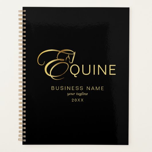 Monogram Letter E Pferd in Goldfarbe Planer (Vorderseite)