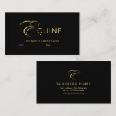 Monogram Letter E Pferd in Goldfarbe Terminkarte (Vorne/Hinten)