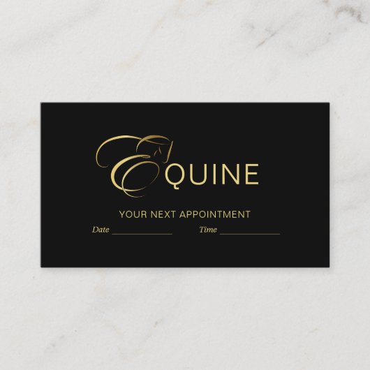 Monogram Letter E Pferd in Goldfarbe Terminkarte (Vorderseite)