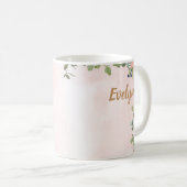 Monogram Letter E Watercolor Floral Coffee Tasse (VorderseiteRechts)