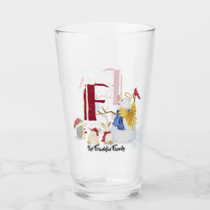 Monogram Letter F Adorable Angel Snowman Forest Glas