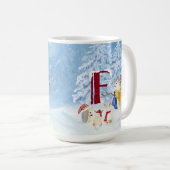 Monogram Letter F Adorable Angel Snowman Forest Kaffeetasse (VorderseiteRechts)