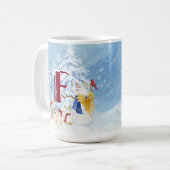 Monogram Letter F Adorable Angel Snowman Forest Kaffeetasse (Vorderseite Links)