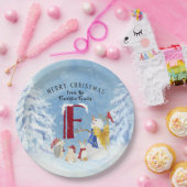 Monogram Letter F Adorable Angel Snowman Forest Pappteller (Party)