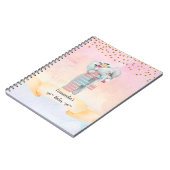 Monogram Letter F Baby Elephant Girl Daily Diary Notizblock (Linke Seite)