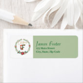 Monogram Letter F Christmas Wreath w/Santa Claus (Insitu)