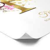 Monogram Letter F Gold Foil & Pink Floral Kinderzi Poster (Ecke)