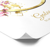 Monogram Letter G Gold Foil & Pink Floral Kinderzi Poster (Ecke)