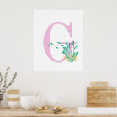 Monogram Letter G Pink Aquamarin Cornflakes Poster (Küche)
