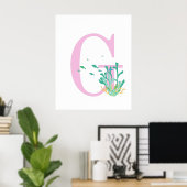 Monogram Letter G Pink Aquamarin Cornflakes Poster (Heimbüro)