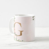 Monogram Letter G Watercolor Floral Coffee Tasse (Vorderseite Links)