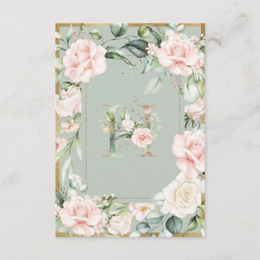 Monogram Letter H Elegant Green Floral Vielen Dank Dankeskarte (Vorderseite)