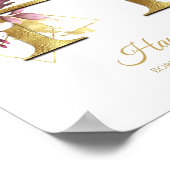 Monogram Letter H Gold Foil & Pink Floral Kinderzi Poster (Ecke)