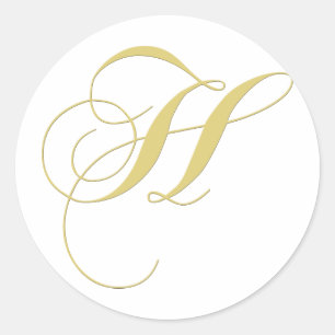 Monogram Letter H Golden Single Runder Aufkleber