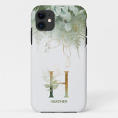 Monogram Letter H Greenery Case-Mate iPhone Case (Rückseite)