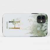 Monogram Letter H Greenery Case-Mate iPhone Case (Rückseite (Horizontal))