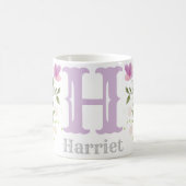 Monogram Letter H & Name mit Blume Kaffeetasse (Mittel)