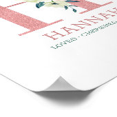 Monogram Letter H Pink Watercolor Kinderzimmer Poster (Ecke)