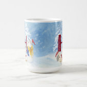 Monogram Letter H Winter Trees Weihnachtsschneeman Kaffeetasse (Mittel)