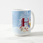Monogram Letter H Winter Trees Weihnachtsschneeman Kaffeetasse (VorderseiteRechts)