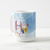Monogram Letter H Winter Trees Weihnachtsschneeman Kaffeetasse (Vorderseite Links)