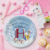 Monogram Letter H Winter Trees Weihnachtsschneeman Pappteller (Party)