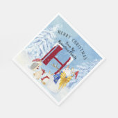 Monogram Letter H Winter Trees Weihnachtsschneeman Serviette (Ecke)