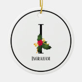 Monogram Letter I Personalisiert Name Christmas Keramik Ornament (Vorne)
