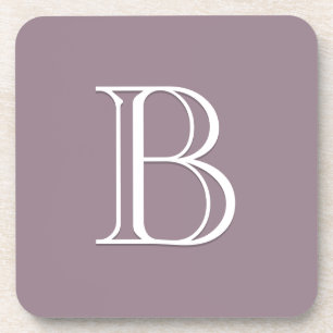 Monogram Letter Initial Elegant Lila und weiß Getränkeuntersetzer
