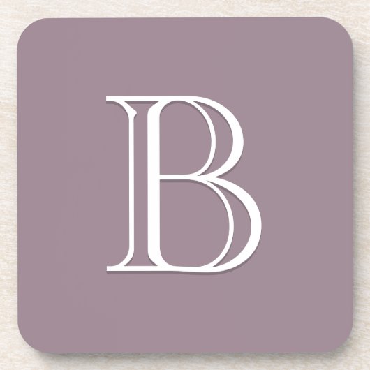 Monogram Letter Initial Elegant Lila und weiß Getränkeuntersetzer (Vorderseite)