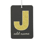 Monogram Letter J - Black and Fake Sparkle Glitzer Autolufterfrischer (Vorderseite)
